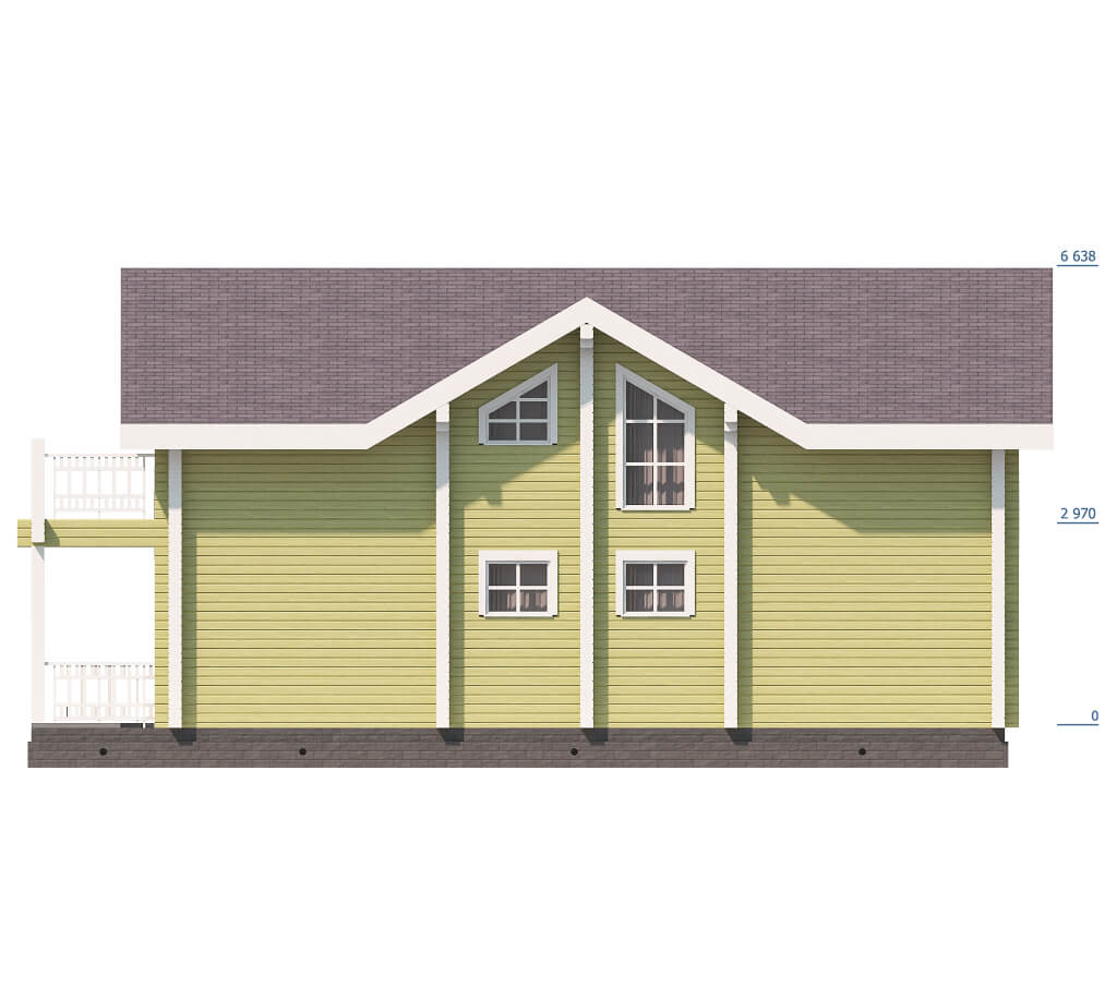 «Коломна» — проект двухэтажного дома с верандой из бруса