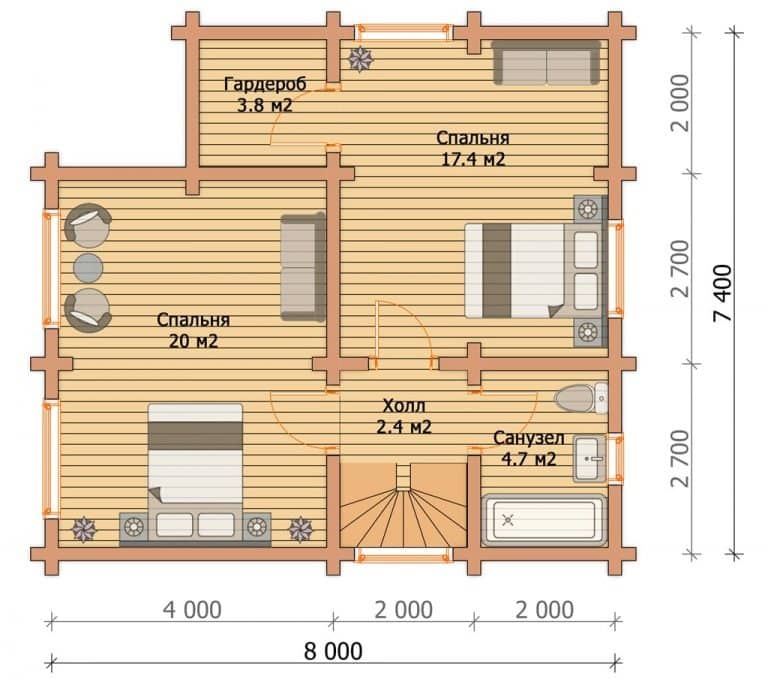 «Пересвет» — проект двухэтажного дома из бруса