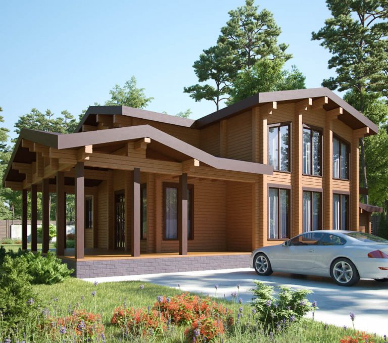 «Одинцово» — проект двухэтажного дома с гаражом из бруса